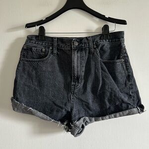 Madewell Washed Black Rolled Cuffed ‘The Perfect Jean Short’ Denim Shorts
